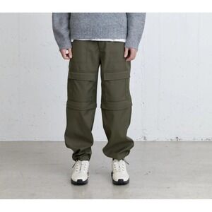 Oak + Fort CONVERTIBLE CARGO PANT Utilitarian Gorpcore Straight Leg Green Size L